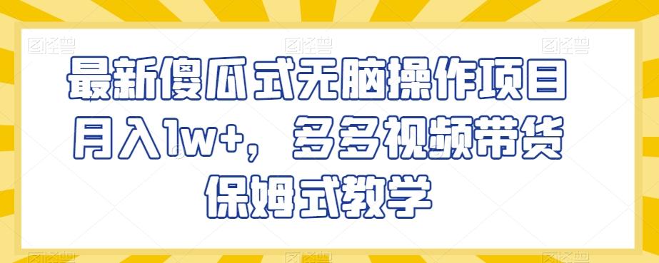 最新傻瓜式无脑操作项目月入1w+，多多视频带货保姆式教学【揭秘】-E网资源