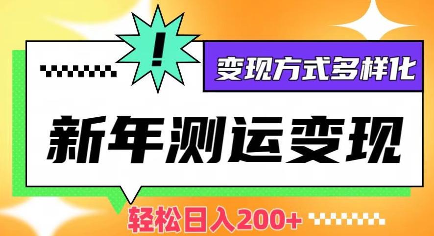 新年运势测试变现，日入200+，几分钟一条作品，变现方式多样化【揭秘】-E网资源