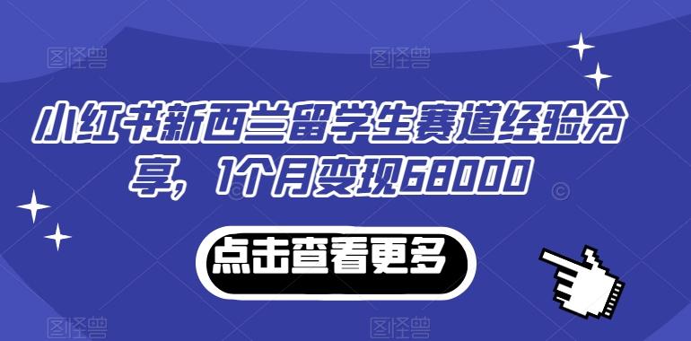 小红书新西兰留学生赛道经验分享，1个月变现68000【揭秘】-E网资源