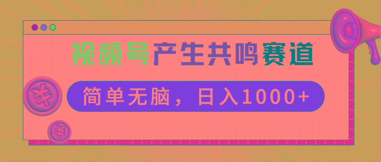 2024年视频号，产生共鸣赛道，简单无脑，一分钟一条视频，日入1000+-E网资源