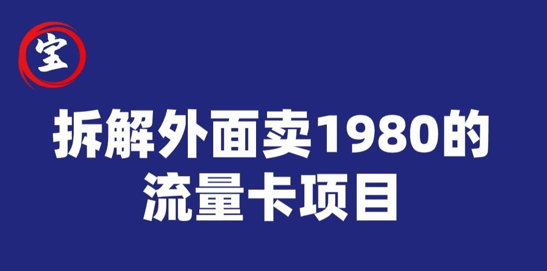 宝哥拆解外面卖1980手机流量卡项目，0成本无脑推广-E网资源