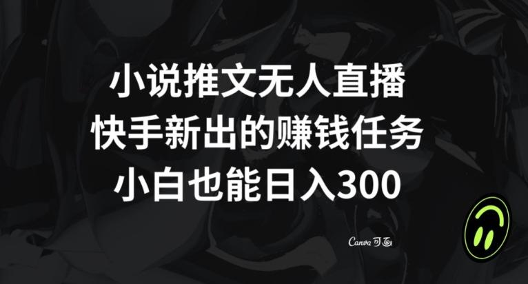 小说推文无人直播，快手新出的赚钱任务，小白也能日入300+【揭秘】-E网资源