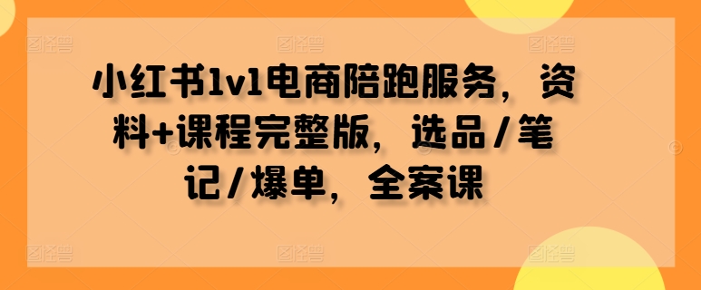 小红书1v1电商陪跑服务，资料+课程完整版，选品/笔记/爆单，全案课-E网资源