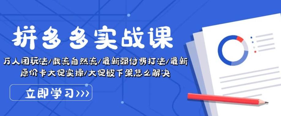 拼多多实战课：万人团玩法/截流自然流/最新强付费打法/最新原价卡大促..-E网资源