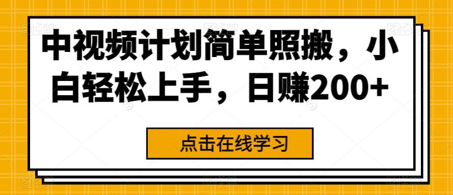 中视频计划简单照搬，小白轻松上手，日赚200+-E网资源