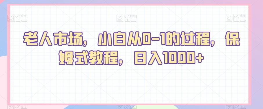老人市场，小白从0-1的过程，保姆式教程，日入1000+-E网资源
