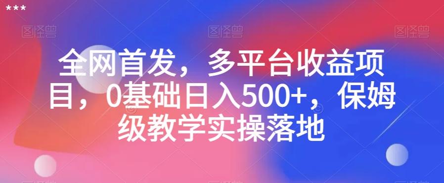 全网首发，多平台收益项目，0基础日入500+，保姆级教学实操落地【揭秘】-E网资源
