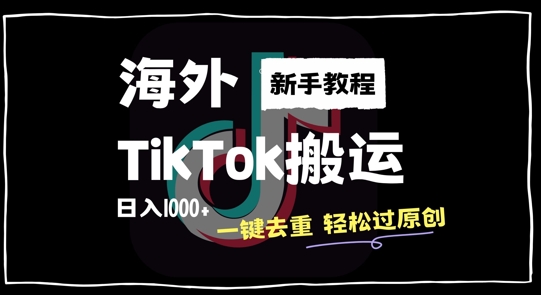 2024最新海外TikTok搬运玩法，一键去重轻松过原创，新手无经验也能日入1k【揭秘】-E网资源