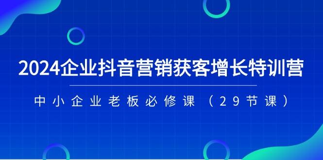 2024企业抖音-营销获客增长特训营，中小企业老板必修课(29节课-E网资源