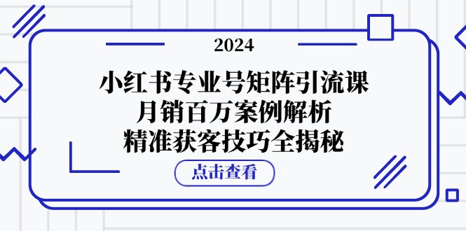 小红书专业号矩阵引流课，月销百万案例解析，精准获客技巧全揭秘-E网资源
