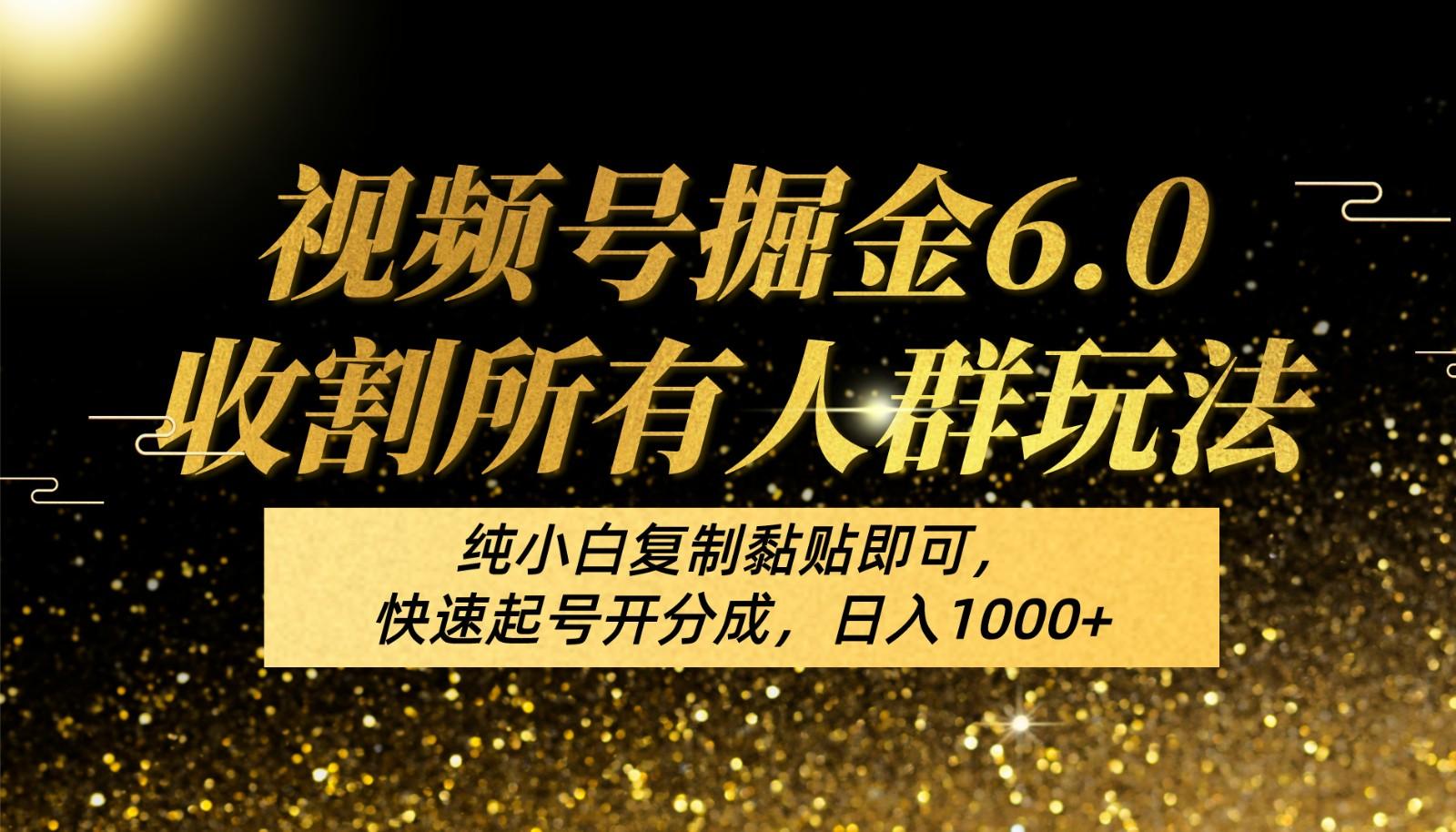 视频号掘金6.0收割所有人群玩法！纯小白复制黏贴即可，快速起号开分成，日入1000+-E网资源
