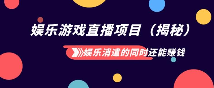 娱乐消遣的同时还能赚钱娱乐游戏直播项目（揭秘）-E网资源