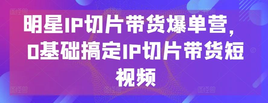明星IP切片带货爆单营，0基础搞定IP切片带货短视频-E网资源
