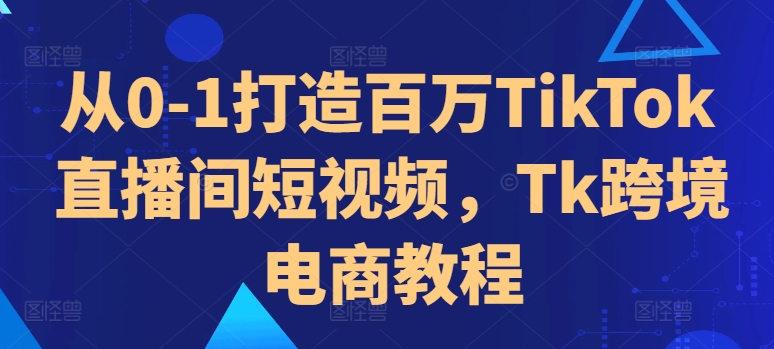 从0-1打造百万TikTok直播间短视频，Tk跨境电商教程-E网资源