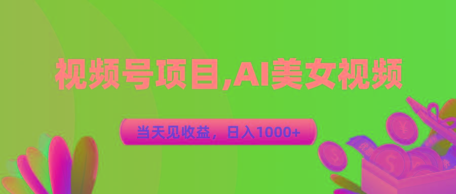 视频号蓝海项目,AI美女视频，当天见收益，日入1000+-E网资源