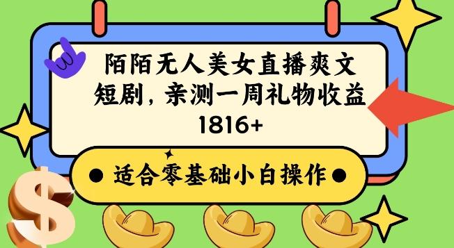 陌陌美女无人直播爽文短剧项目，亲测一个星期1800+【揭秘】-E网资源