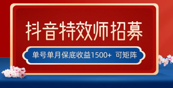 全网首发抖音特效师最新玩法，单号保底收益1500+，可多账号操作，每天操作十分钟【揭秘】-E网资源