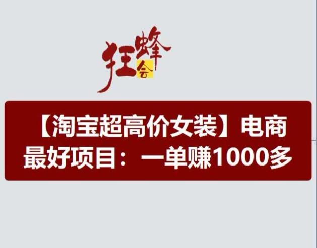 淘宝超高价女装项目，电商最好赛道，一单赚1000多-E网资源