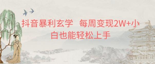 抖音暴利玄学，每周变现2W+小白也能轻松上手-E网资源
