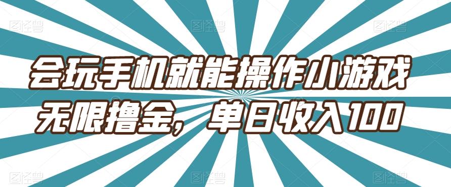 会玩手机就能操作小游戏无限撸金，单日收入100-E网资源