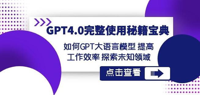 GPT4.0完整使用-秘籍宝典：如何GPT大语言模型提高工作效率探索未知领域-E网资源