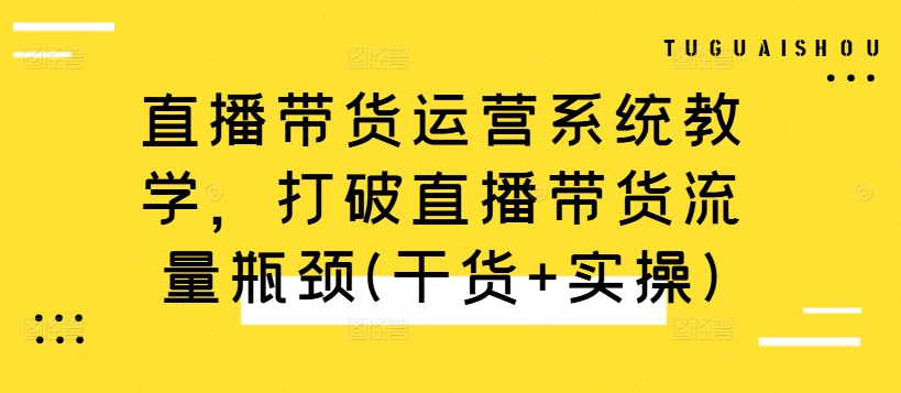 直播带货运营系统教学，打破直播带货流量瓶颈(干货+实操)-E网资源