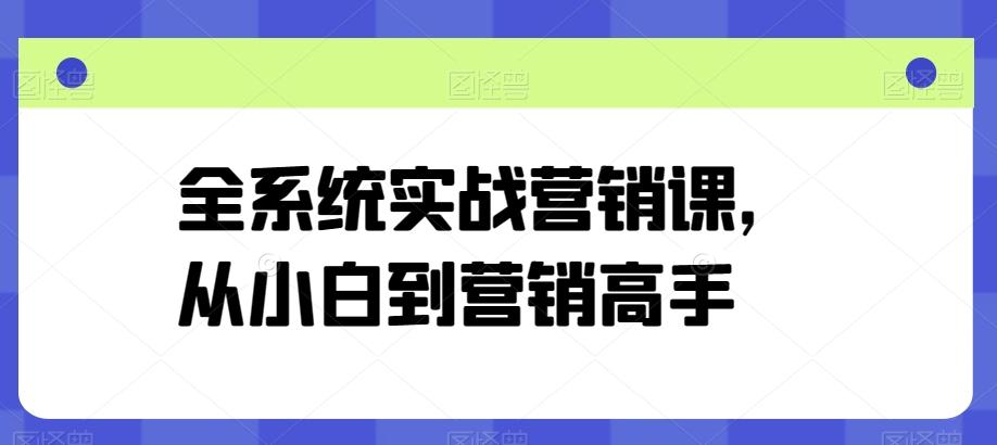 全系统实战营销课，从小白到营销高手-E网资源