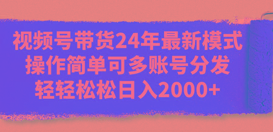 视频号带货24年最新模式，操作简单可多账号分发，轻轻松松日入2000+-E网资源
