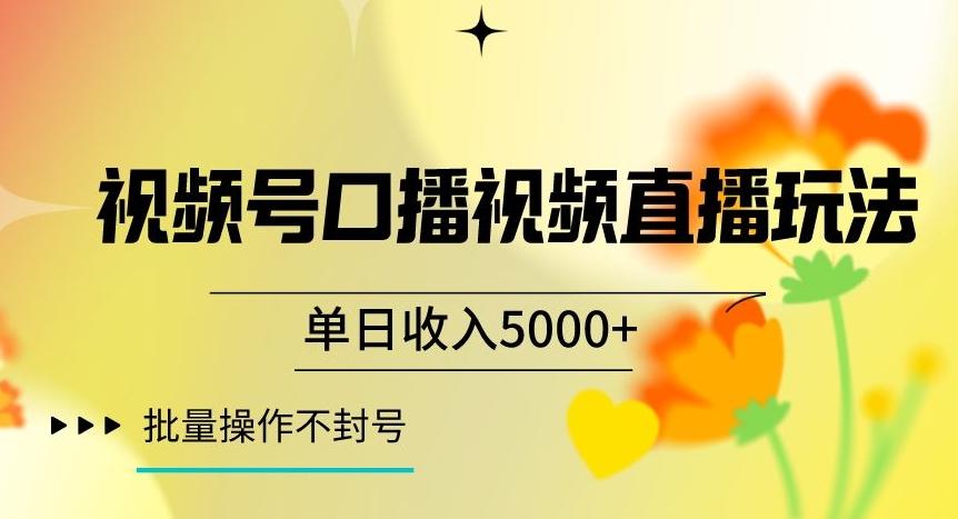 视频号囗播视频直播玩法，单日收入5000+，批量操作不封号【揭秘】-E网资源