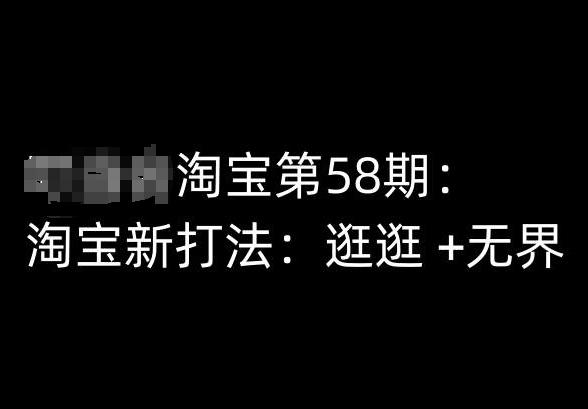 淘宝第58期培训课程，淘宝新打法：逛逛 +无界-E网资源