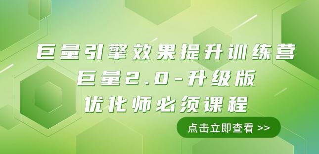 巨量引擎·效果提升训练营：巨量2.0-升级版，优化师必须课程（111节课）-E网资源