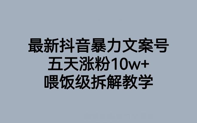 最新抖音暴力文案号，五天涨粉10w+，喂饭级拆解教学-E网资源
