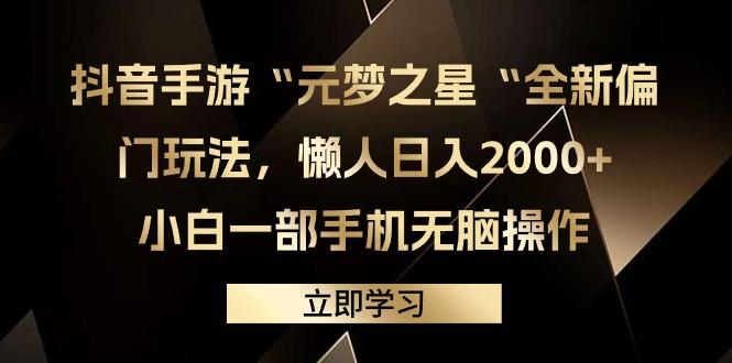 (9456期)抖音手游“元梦之星“全新偏门玩法，懒人日入2000+，小白一部手机无脑操作-E网资源