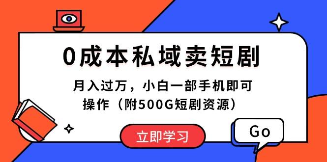 0成本私域卖短剧，月入过万，小白一部手机即可操作(附500G短剧资源-E网资源
