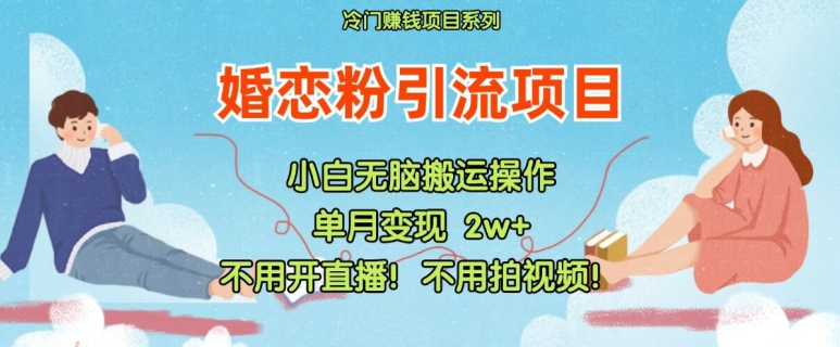 小红书婚恋粉引流，不用开直播，不用拍视频，不用做交付【揭秘】-E网资源