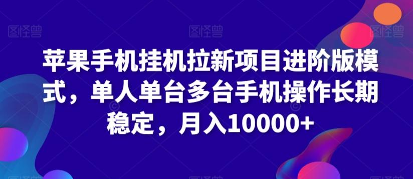 苹果手机挂机拉新项目进阶版模式，单人单台多台手机操作长期稳定，月入10000+【揭秘】-E网资源