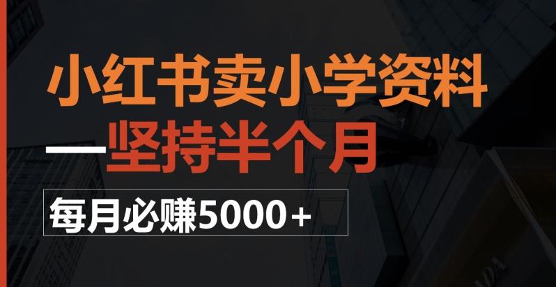 小红书卖小学资料，一坚持半个月，每月必赚5000+-E网资源