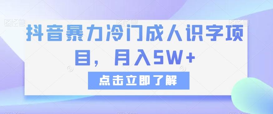 抖音暴力冷门成人识字项目，月入5W+【揭秘】-E网资源