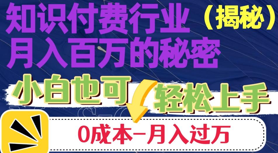 揭秘知识付费行业月入百万的秘密，小白也可轻松上手，月入过万-E网资源