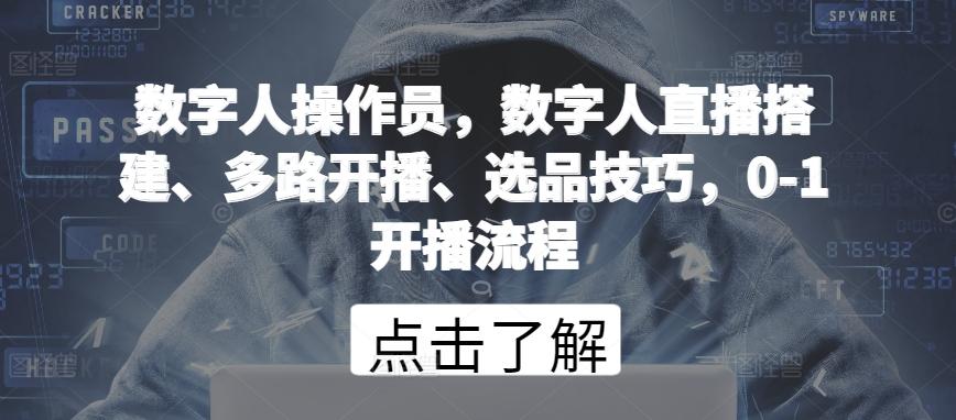 数字人操作员，数字人直播搭建、多路开播、选品技巧，0-1开播流程-E网资源