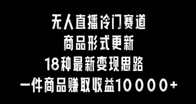 无人直播冷门赛道，商品形式更新，18种变现思路，一件商品赚取收益10000+【揭秘】-E网资源