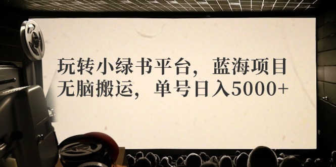 玩转小绿书平台，蓝海项目，无脑搬运，单号日入5000+-E网资源