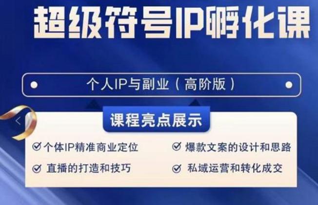 超级符号IP孵化高阶课，建立流量思维底层逻辑，打造属于自己IP（51节课）-E网资源