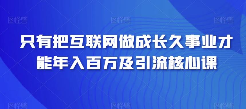 只有把互联网做成长久事业才能年入百万及引流核心课-E网资源