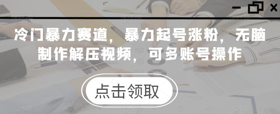 冷门暴力赛道，暴力起号涨粉，无脑制作解压视频，可多账号操作-E网资源