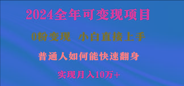 2024全年可变现项目，一天收益至少2000+，小白上手快，普通人就要利用互…-E网资源