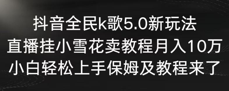 抖音全民k歌5.0新玩法，直播挂小雪花卖教程月入10万，小白轻松上手，保姆及教程来了【揭秘】-E网资源