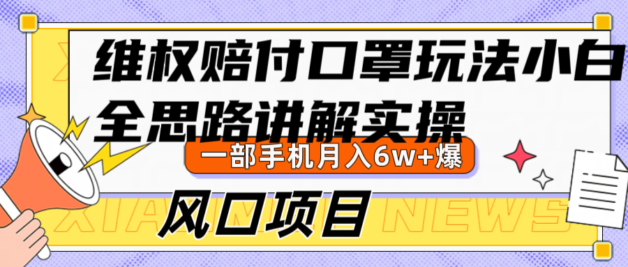 维权赔付口罩玩法，小白也能月入6w+，风口项目实操-E网资源