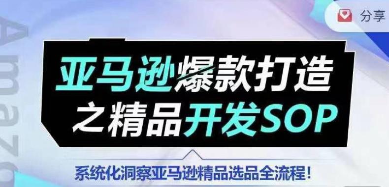 【训练营】亚马逊爆款打造之精品开发SOP，系统化洞察亚马逊精品选品全流程-E网资源