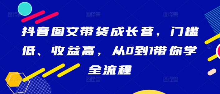 抖音图文带货成长营，门槛低、收益高，从0到1带你学全流程-E网资源